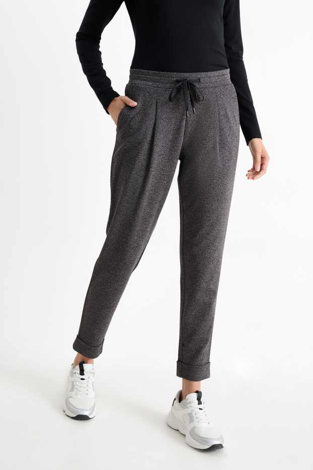 Damen - Stoffhose - Mid Waist - Tapered Fit - dunkelgrau