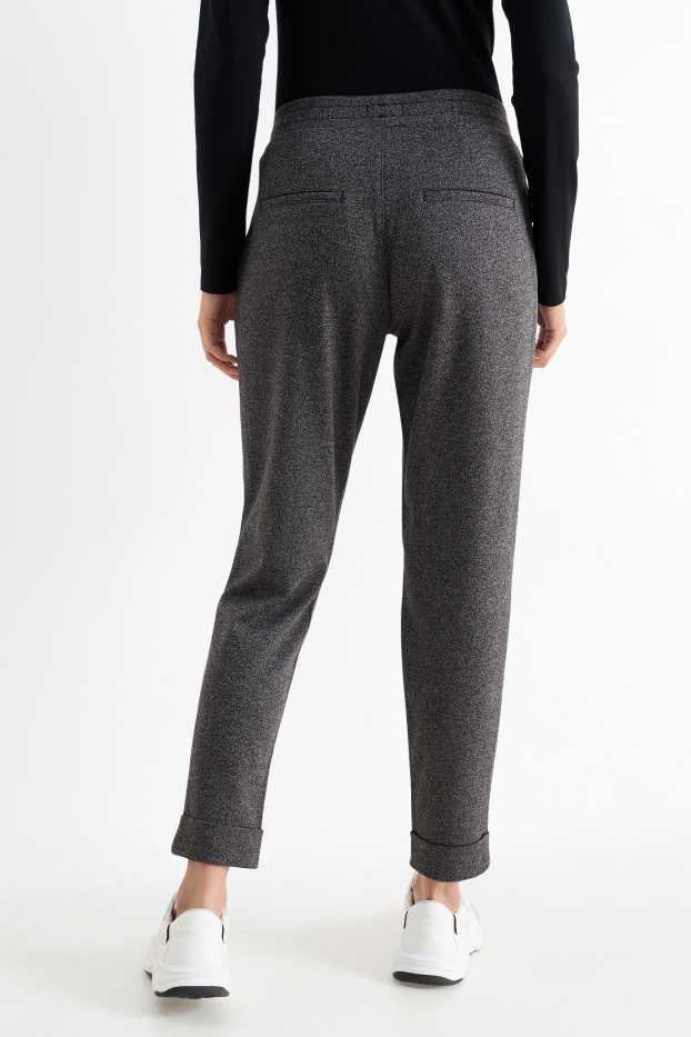 Damen - Stoffhose - Mid Waist - Tapered Fit - dunkelgrau