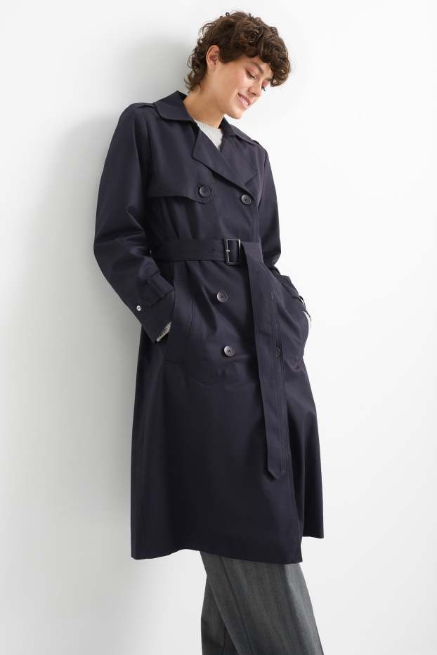 Dames - Trenchcoat - donkerblauw