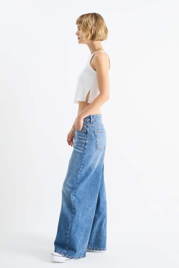 Damen - Wide Leg Jeans - Low Waist - jeansblau