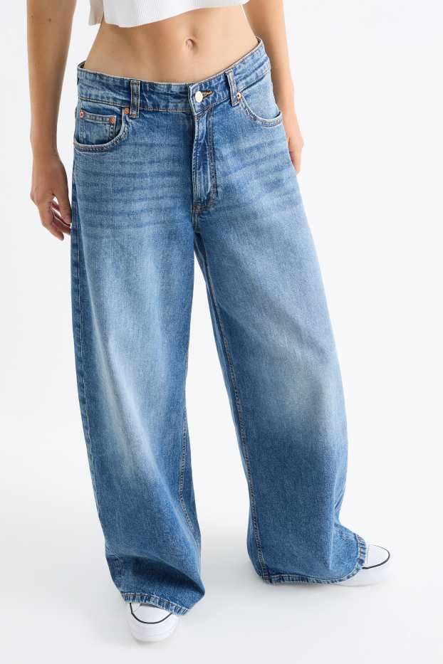Damen - Wide Leg Jeans - Low Waist - jeansblau