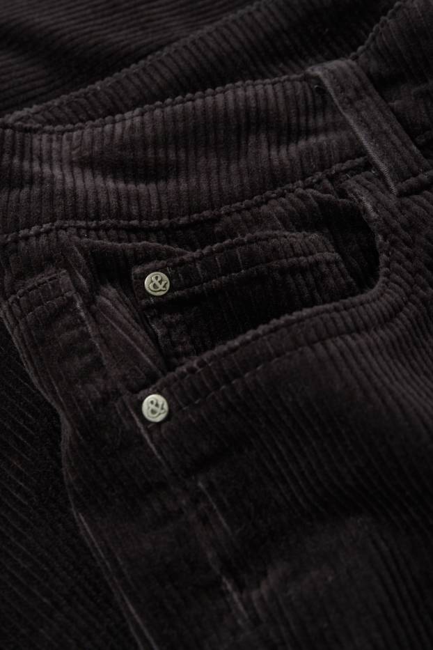 Femmes - Pantalon en velours côtelé - high waist - straight fit - noir