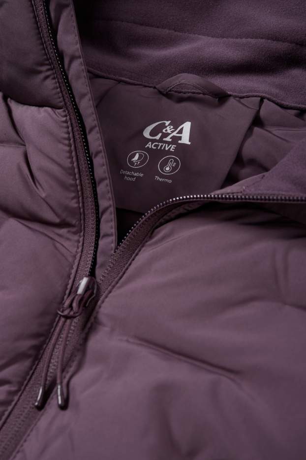 Femmes - Veste chaude de sport à capuche - violet