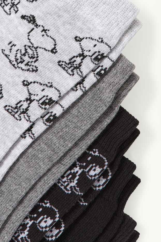 Damen - Multipack 5er - Socken mit Motiv - Snoopy - grau
