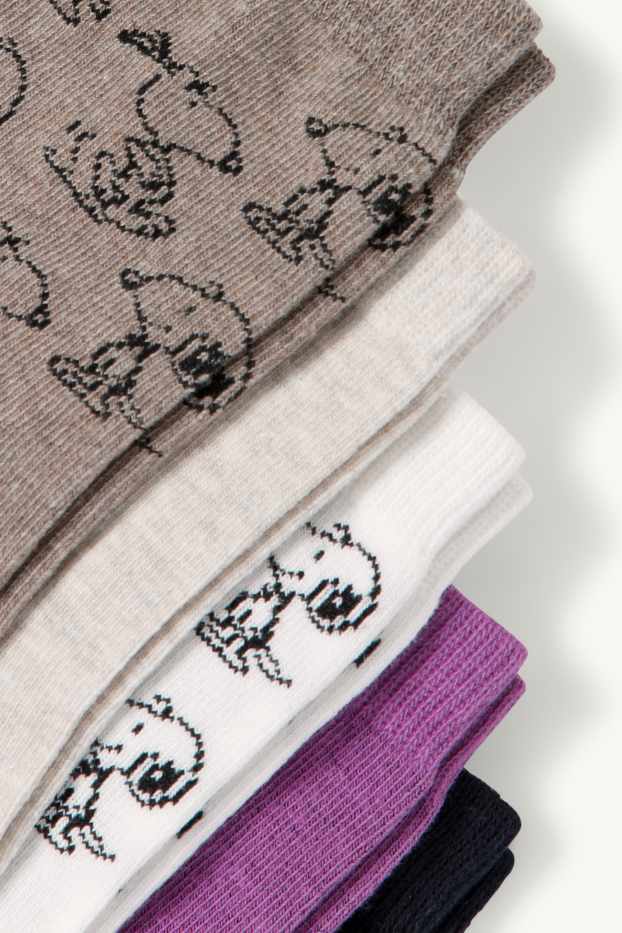 Damen - Multipack 5er - Socken mit Motiv - Snoopy - beige
