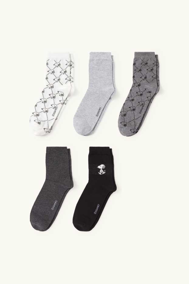 Femmes - Lot de 5 paires - chaussettes à motif - Snoopy - blanc