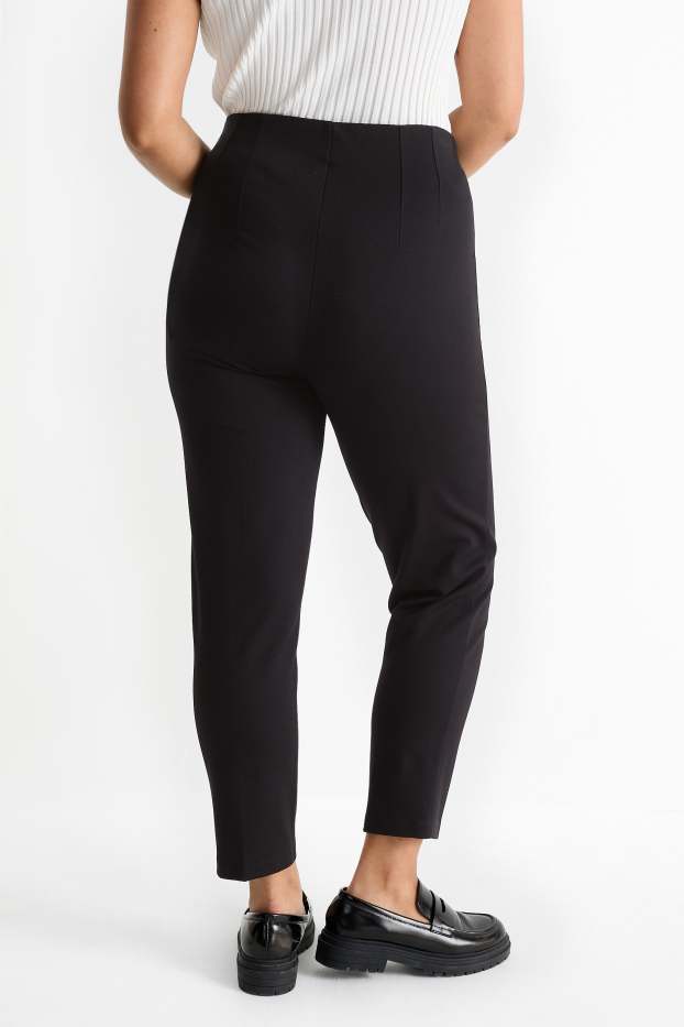 Donna - Pantaloni di stoffa - vita alta - slim fit - nero