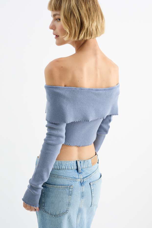 Women - Cropped cardigan - blue