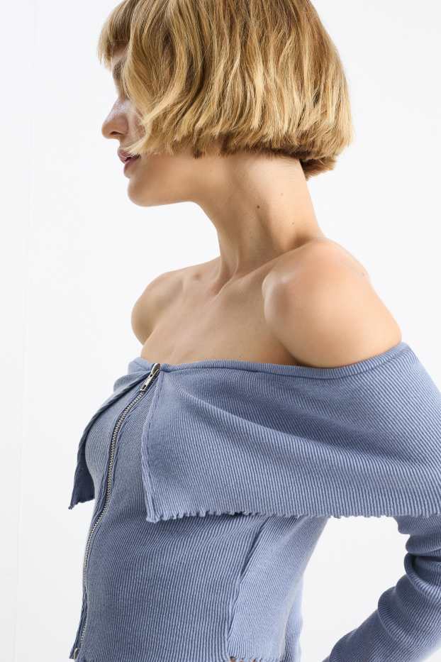 Women - Cropped cardigan - blue