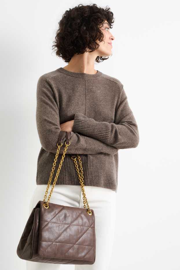 Damen - Tasche - Lederimitat - dunkelbraun