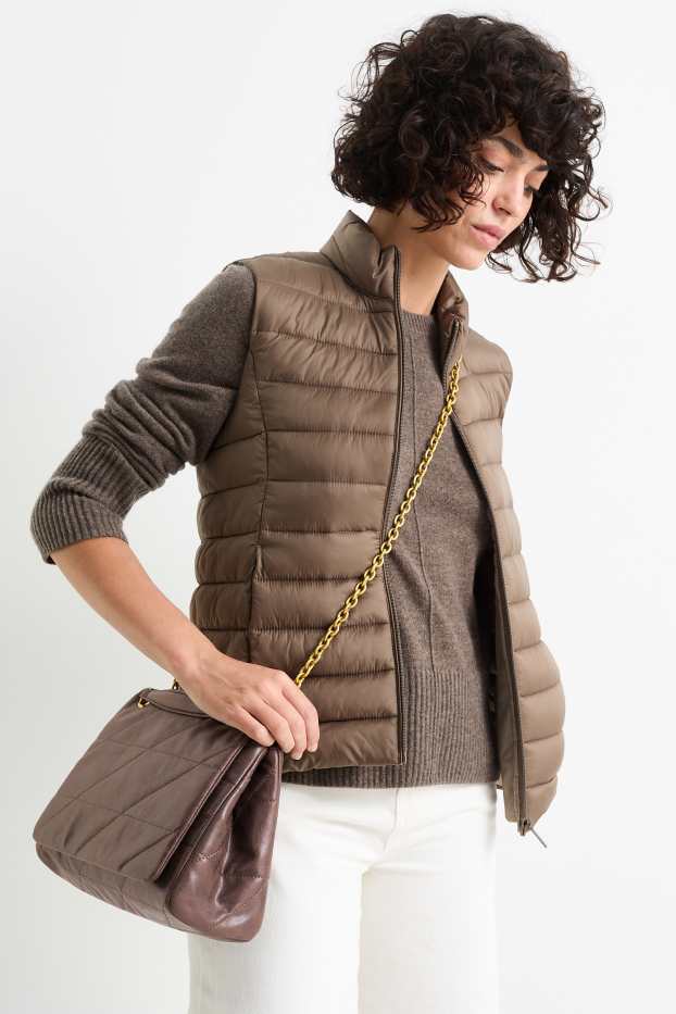 Damen - Tasche - Lederimitat - dunkelbraun