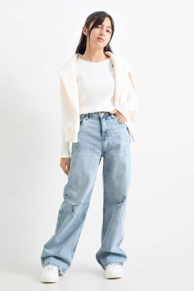 Bambine - Jeans a gamba ampia - jeans azzurro