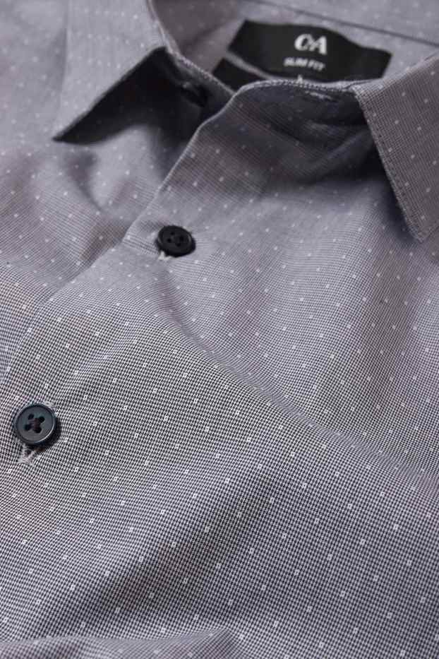 Bărbați - Cămașă office - slim fit - guler Kent - cu buline - gri