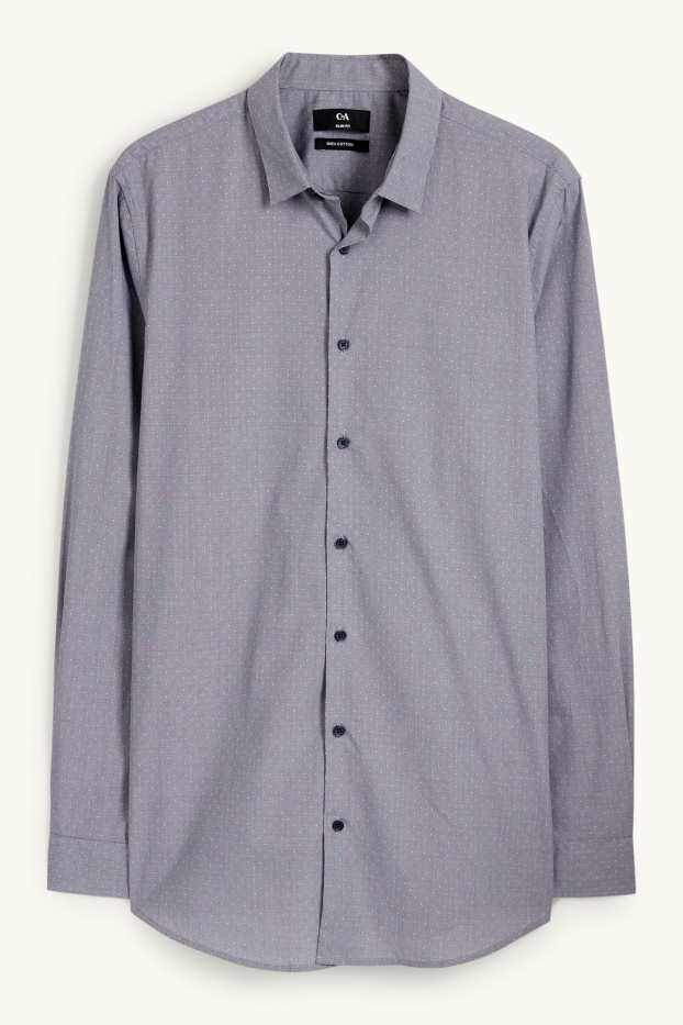 Bărbați - Cămașă office - slim fit - guler Kent - cu buline - gri