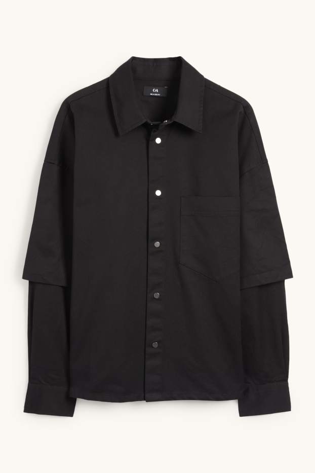 Home - Camisa - relaxed fit - Kent - look 2 en 1 - negre