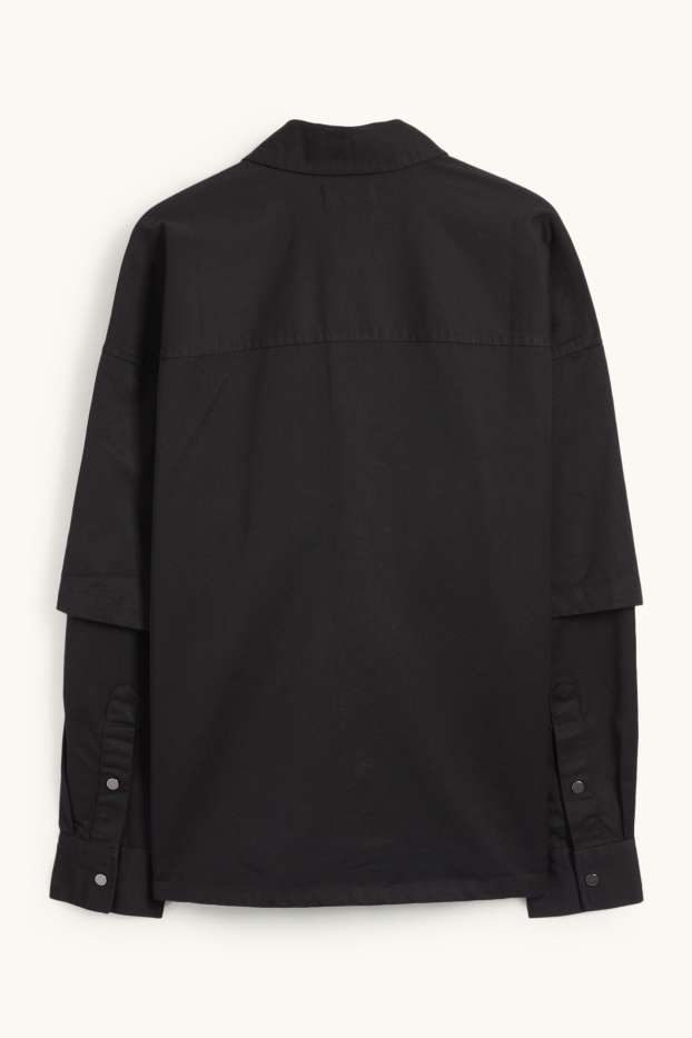 Home - Camisa - relaxed fit - Kent - look 2 en 1 - negre