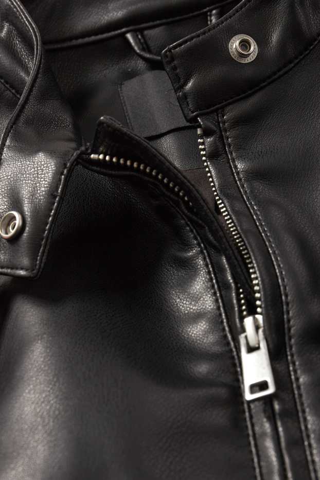 Femmes - Blouson de motard court - synthétique - noir