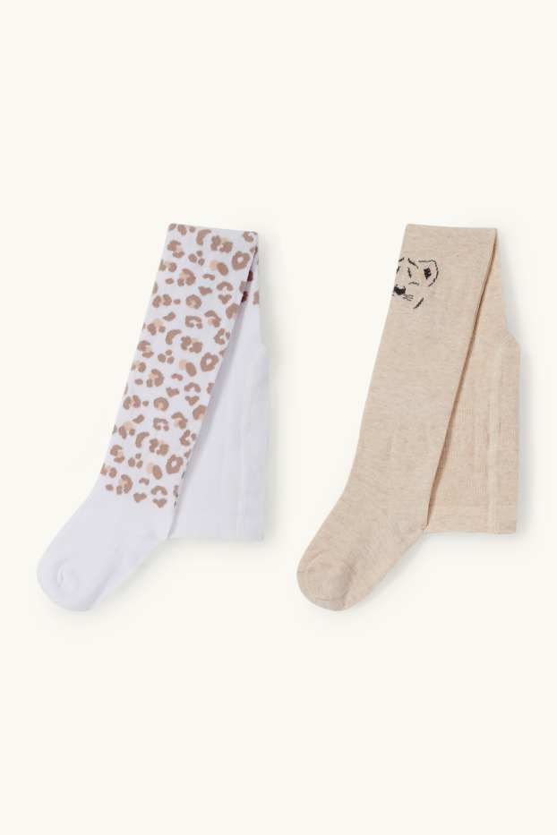 Kinderen: meisjes - Set van 2 - luipaard - maillot - beige