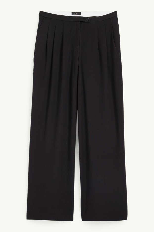 Damen - Stoffhose - Low Waist - Wide Leg - schwarz