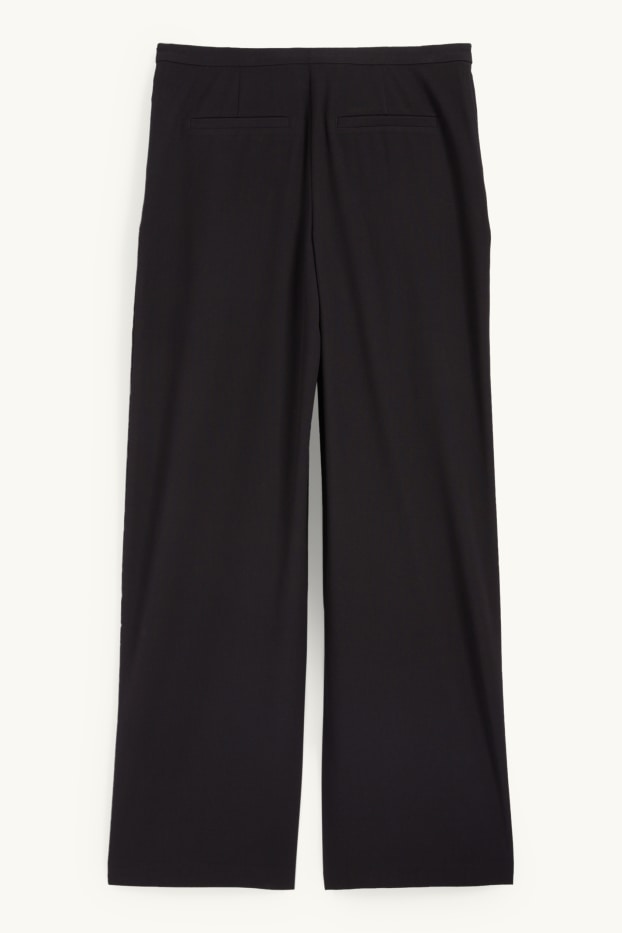 Damen - Stoffhose - Low Waist - Wide Leg - schwarz