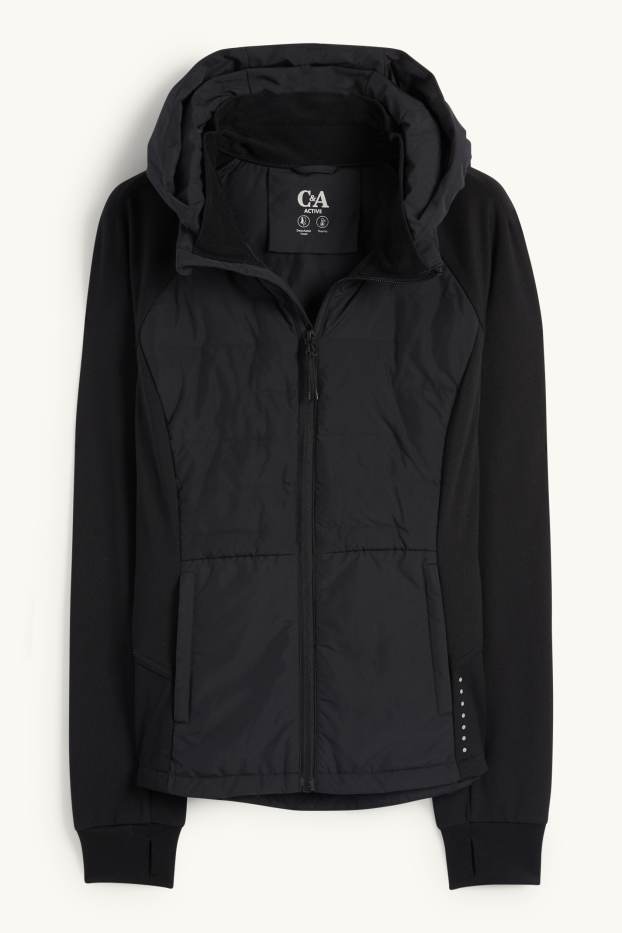 Femmes - Veste chaude de sport à capuche - noir