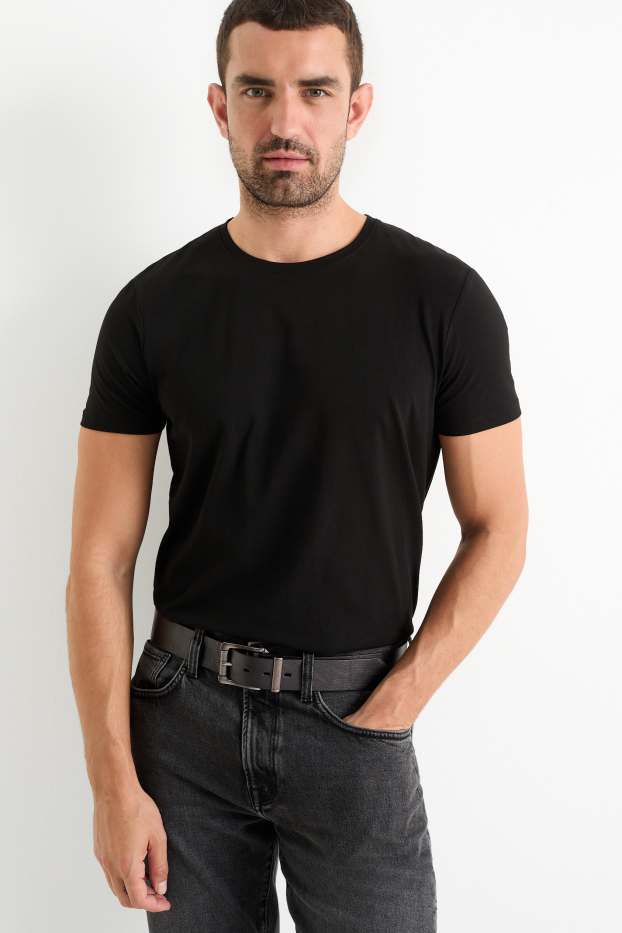 Herren - Gürtel - Lederimitat - schwarz