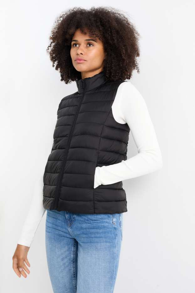 Women - Quilted gilet - black