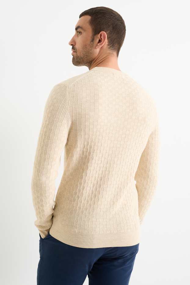 Herren - Pullover - strukturiert - hellbeige