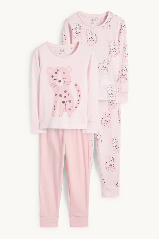 Children Girls - Multipack of 2 - cheetah - pyjamas - 4 piece - rose