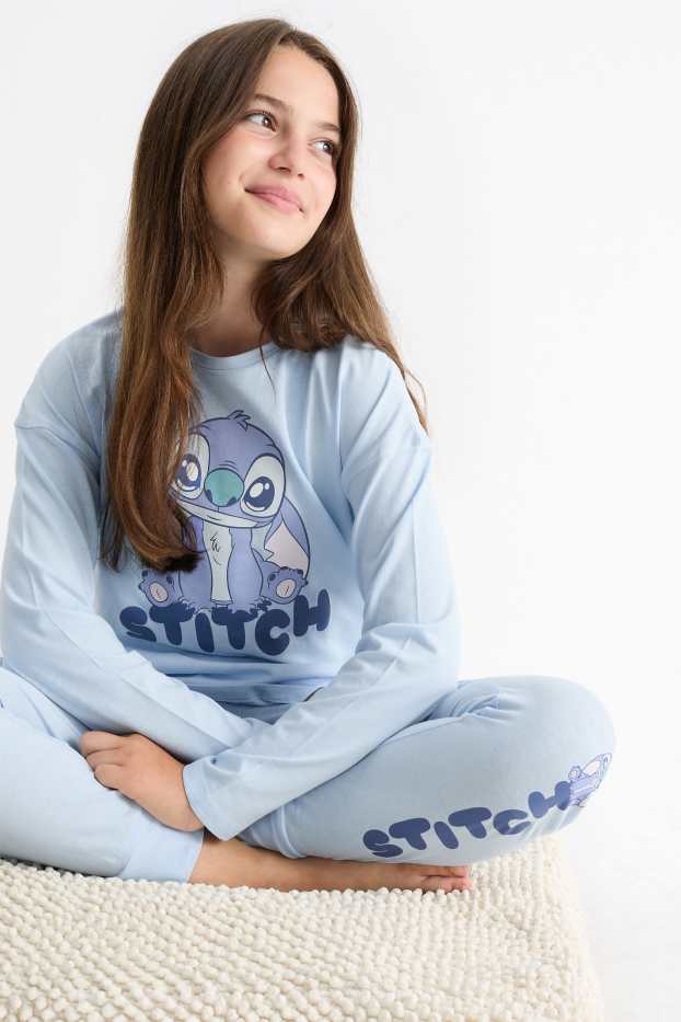 Kinderen: meisjes - Set van 2 - Lilo & Stitch - pyjama - 4-delig - lichtblauw