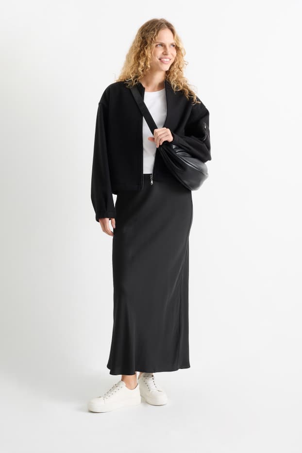 Damen - Satin-Rock - schwarz