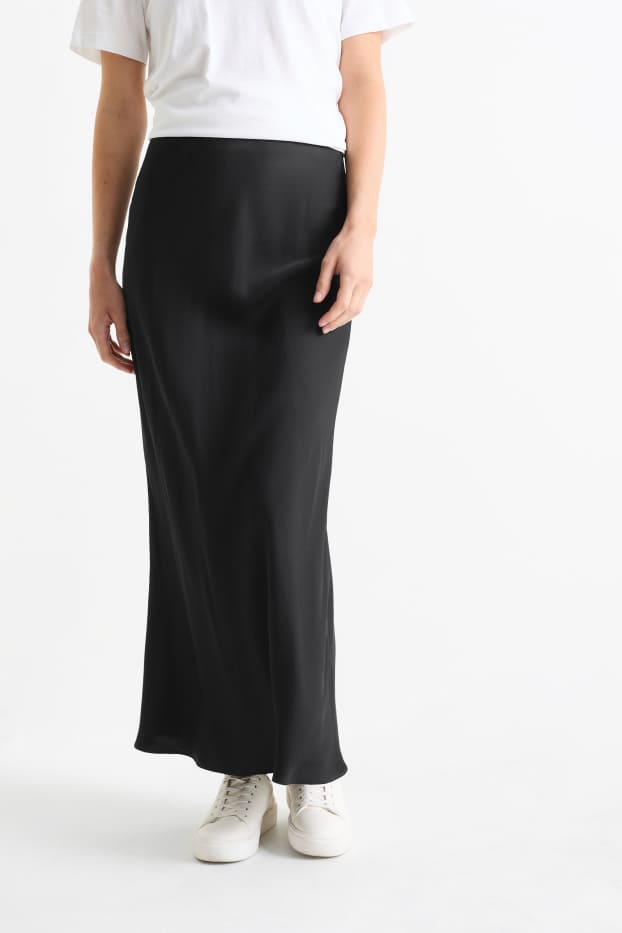 Damen - Satin-Rock - schwarz