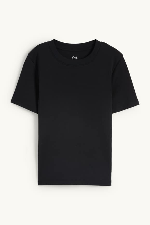 Dames - T-shirt - slim fit - zwart