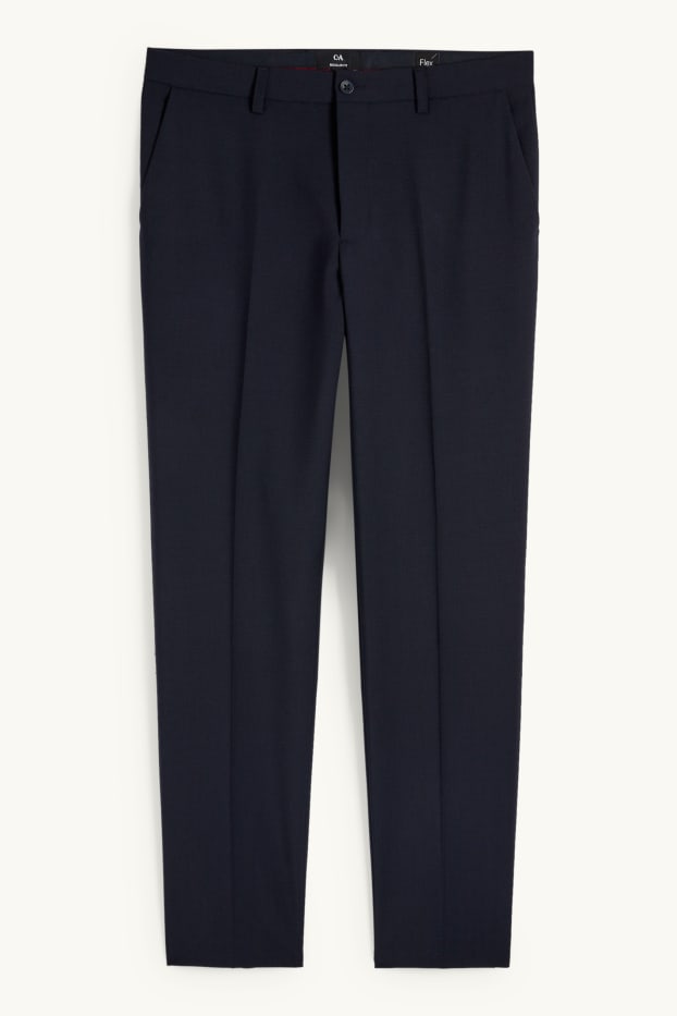 Hommes - Pantalon de costume - regular fit - Flex - laine mélangée - bleu foncé