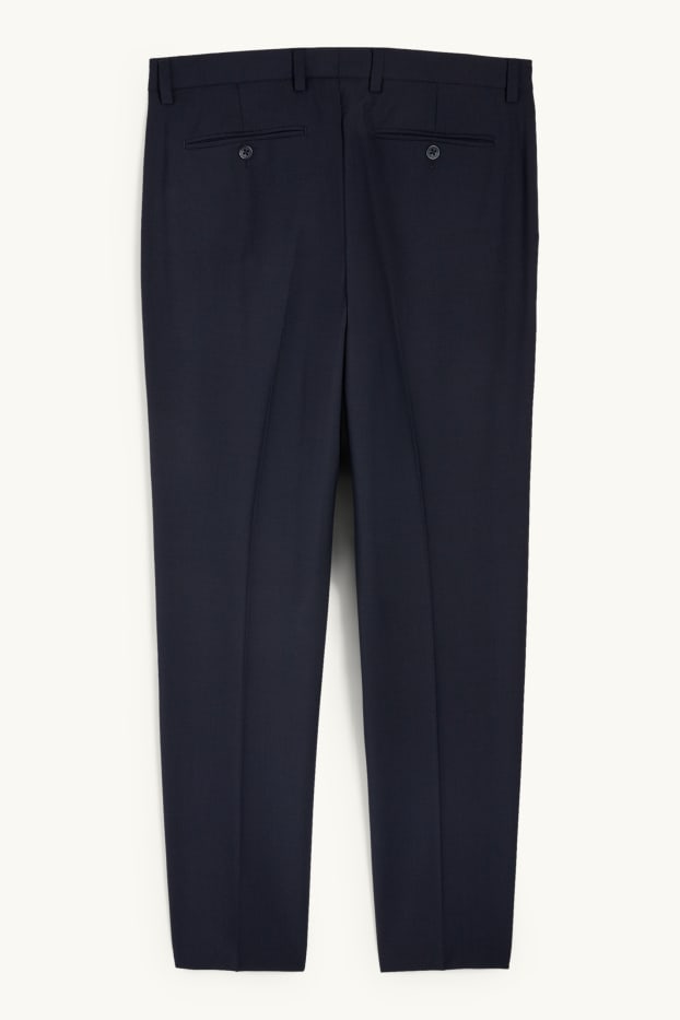 Hommes - Pantalon de costume - regular fit - Flex - laine mélangée - bleu foncé