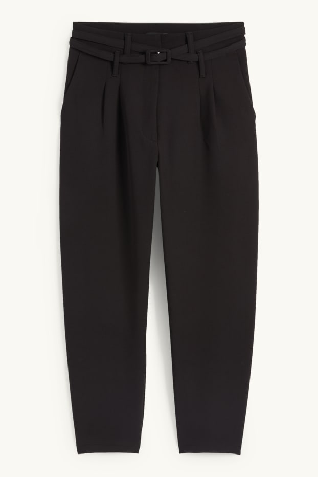 Donna - Pantaloni - vita alta - tapered fit - nero