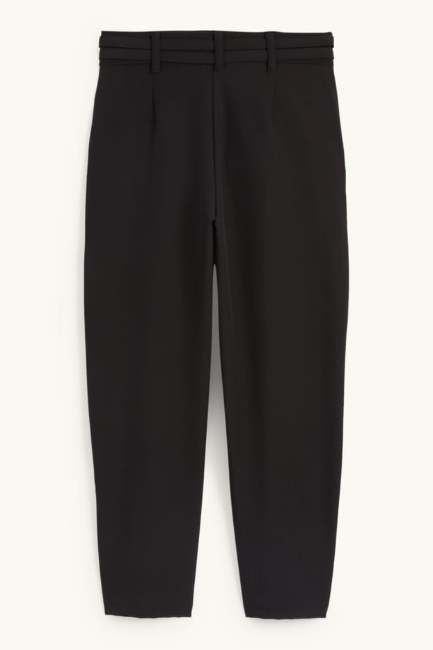Donna - Pantaloni - vita alta - tapered fit - nero