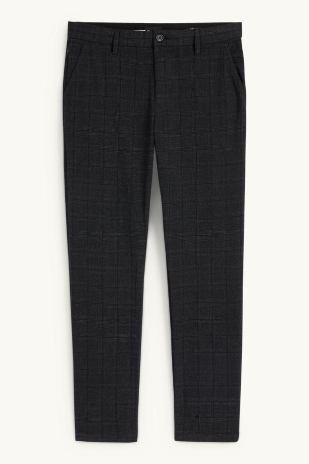 Hommes - Chino - slim fit - à carreaux - noir