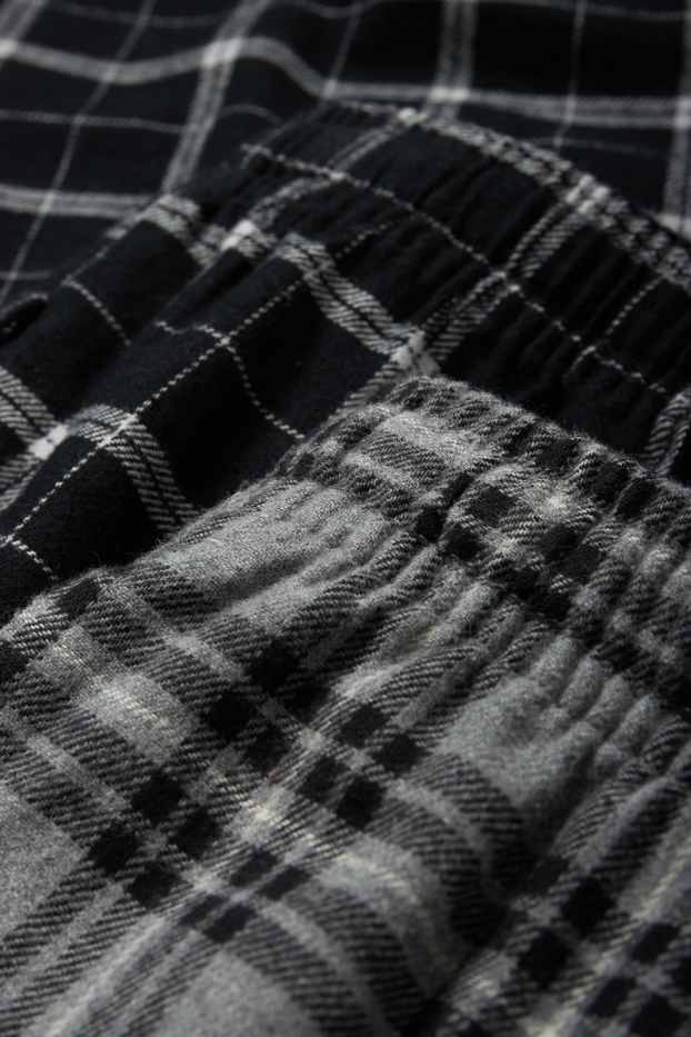 Uomo - Confezione da 2 - pantaloni pigiama di flanella - a quadretti - nero