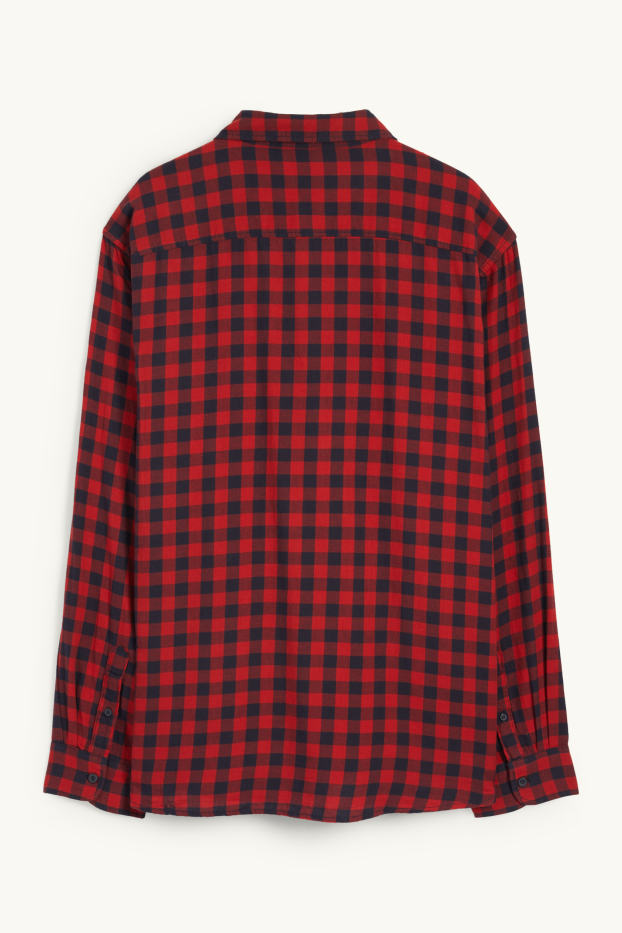 Hommes - Chemise - regular fit - col kent - à carreaux - rouge