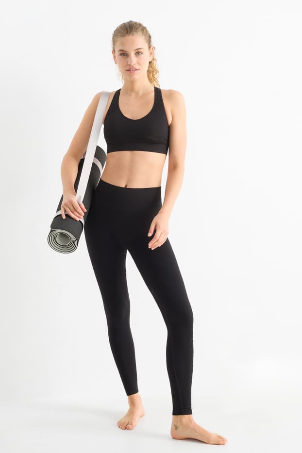 Donna - Leggings tecnici - senza cuciture - tramati - protezione UV - nero