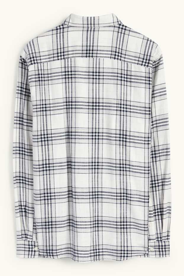 Hommes - Chemise - regular fit - col kent - à carreaux - blanc crème