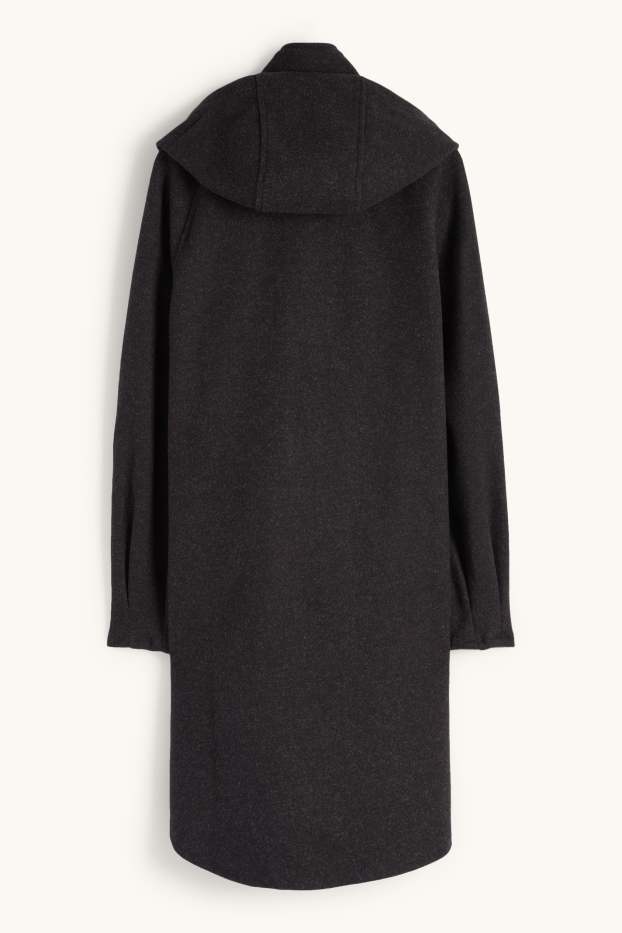 Dames - Mantel met capuchon - donkergrijs