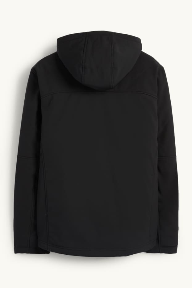 Hommes - Veste softshell à capuche - 4 Way Stretch - déperlante - noir