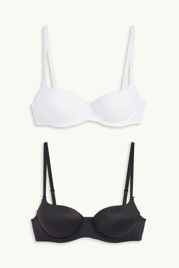 Dames - Set van 2 - BH met beugels - FULL COVERAGE - voorgevormd - zwart