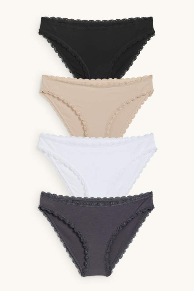 Dames - Set van 4 - slip - beige