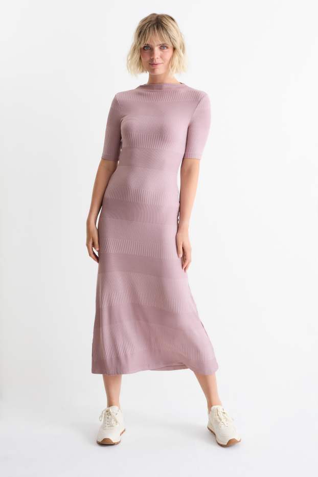 Dona - Vestit de punt - acanalat - rosa fosc