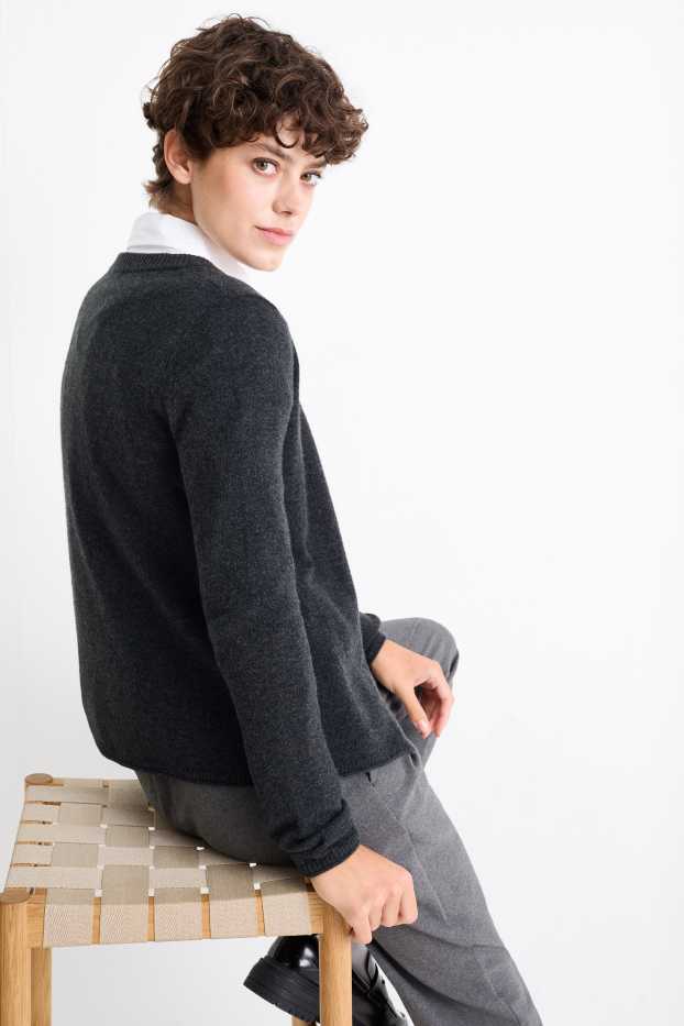 Femmes - Gilet de maille en cachemire - gris foncé