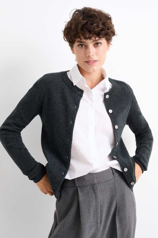 Femmes - Gilet de maille en cachemire - gris foncé