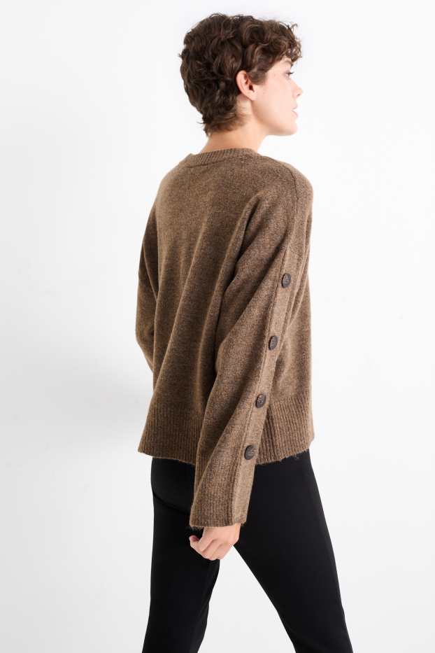 Mujer - Jersey con escote en pico - marrón oscuro